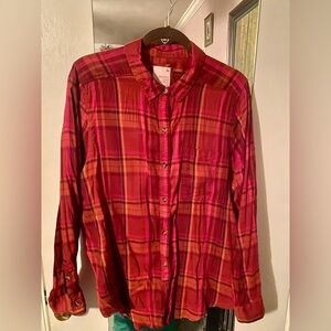 SO Women Vibrant Plaid Button Down Shirt